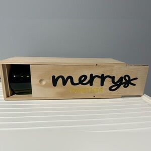 Merry Together Wooden Wine Gift Box- Black and Gold
